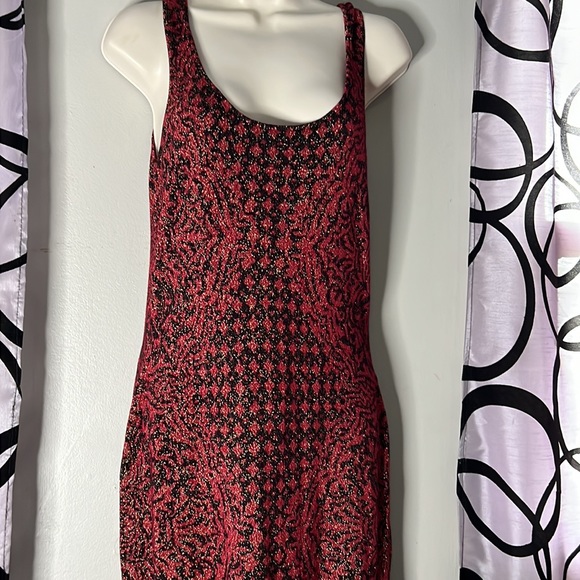 Women's ROCK & REPUBLIC Red Black Stretch Dress Large - Picture 6 of 14